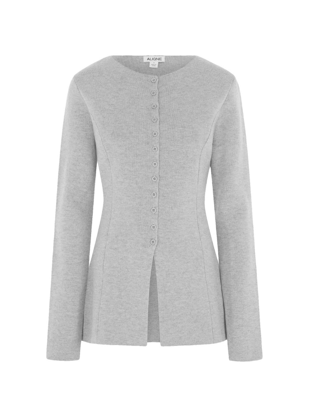 Aligne Women's Light Gray Button-Front Knit Blazer Cardigan